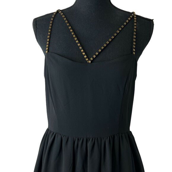 Lovemarks Black Polyester Dress Rhinestone Studded Straps Dress Medium - Picture 3 of 6